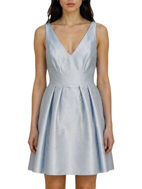 10 NWT Alfred Sung Mist Blue Satin Fit & Flare Knee Length Dress